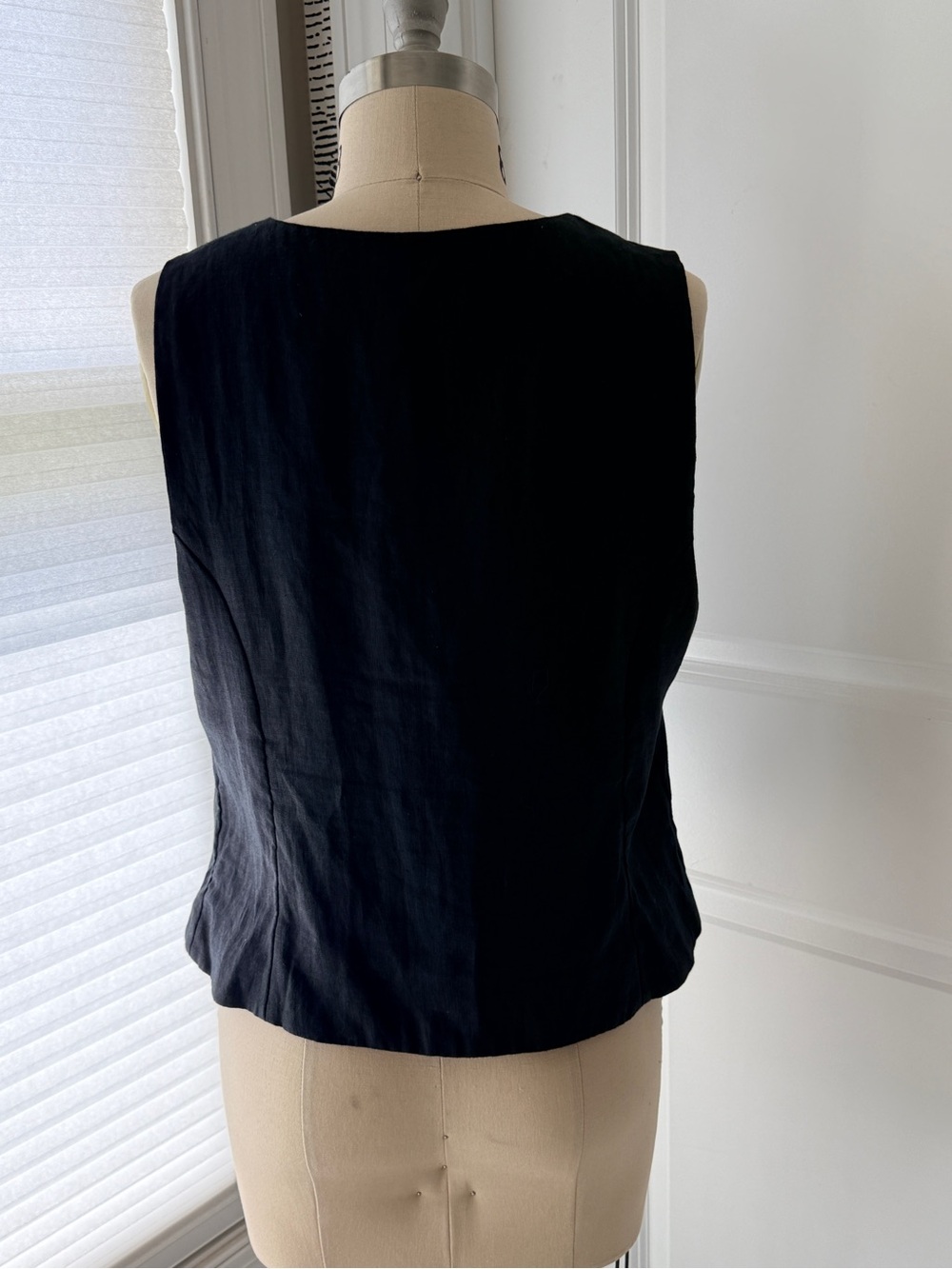 J. Crew Black Linen Sleeveless Button-Front V-Neck Vest - Picture 3 of 5